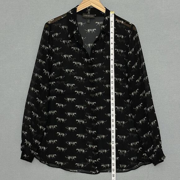Lane Bryant Women Top Plus 14 Black Sheer Cheetah Leopard Classic Retro Office - Picture 10 of 15
